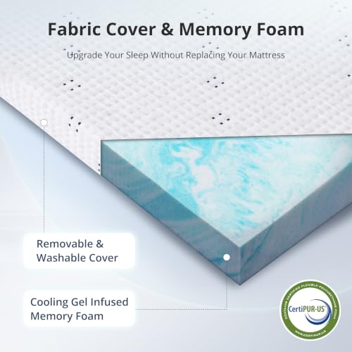 Full Size 3 Inch Gel Infused Memory Foam Mattress Topper - White