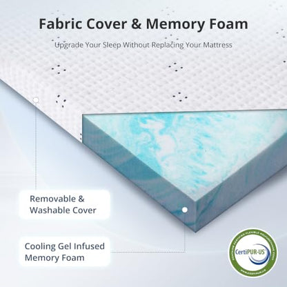 Full Size 3 Inch Gel Infused Memory Foam Mattress Topper - White