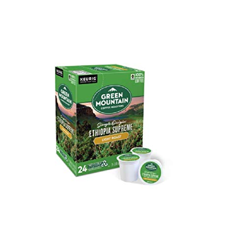 Green Mountain Coffee Pods K-Cups For Keurig Machines Flavored K Cup (All Count Fresh Capsules) Light / Medium / Dark Roast Long Expiry ALL FLAVORS (24 K-Cups Ethiopia Supreme Coffee)