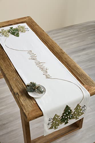 Christmas Tree Runner 18 x 72 Inches White Cotton Holiday Decor