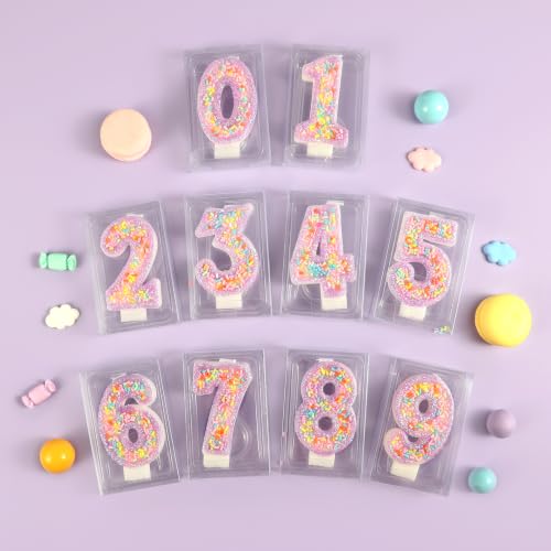Pastel Birthday Candle Purple Number 8 Cake Topper - Sweet Macaron Design