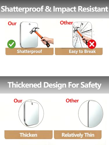 Unbreakable Fogless Shower Mirror - Light Gray 11x8 Inch Anti-Fog Bathroom Mirror for Shaving & Travel