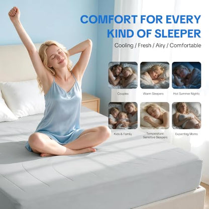 Queen Cooling Mattress Pad with Breathable Silicone for Hot Sleepers