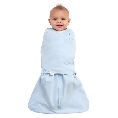 HALO Sleepsack Swaddle - 100% Cotton 3-Way Adjustable Wearable Blanket | Baby Blue, Newborn 0-3 Months