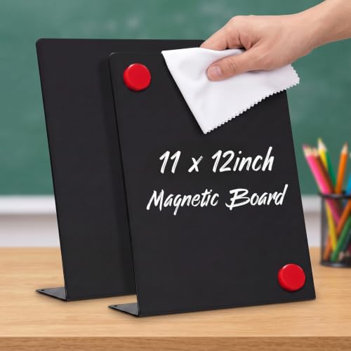 Black Freestanding Magnetic Display Board Set - 11x12 Inch Dual Pack with Stand and Standalone Design