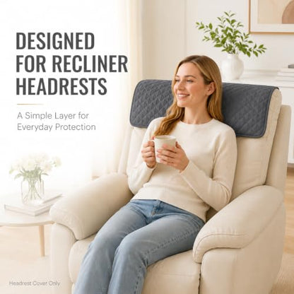 Coffee Headrest Cover for Recliners - Washable Quilted Furniture Protector