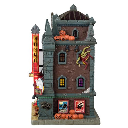Fright Night Cinema Lighted Building for Halloween Village - Lemax Collectible