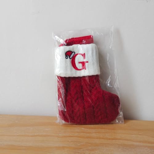 Mini Christmas Stockings with Initial Letter A - Holiday Tree Decoration - Red-A