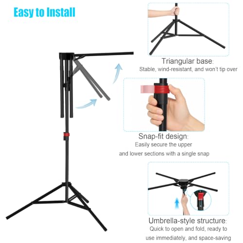 Portable Clothes Drying Rack with 4 Bars - Foldable Space Saver Black
