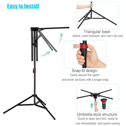 Portable Clothes Drying Rack with 4 Bars - Foldable Space Saver Black