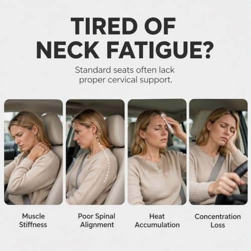 Black Memory Foam Car Headrest Neck Pillow - Universal Support