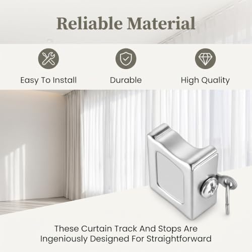 8PCS Ceiling Mounted Curtain Track End Caps White Iron Alloy