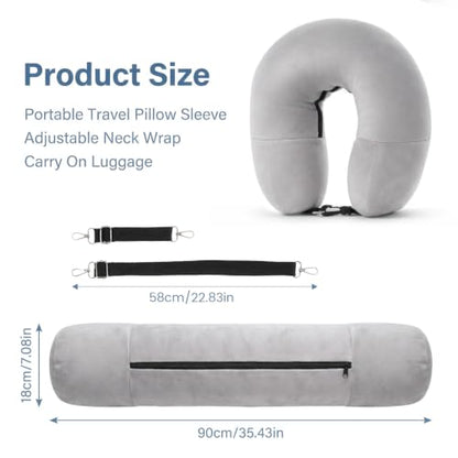 Adjustable Travel Neck Pillow - Fillable Support Cushion with Storage