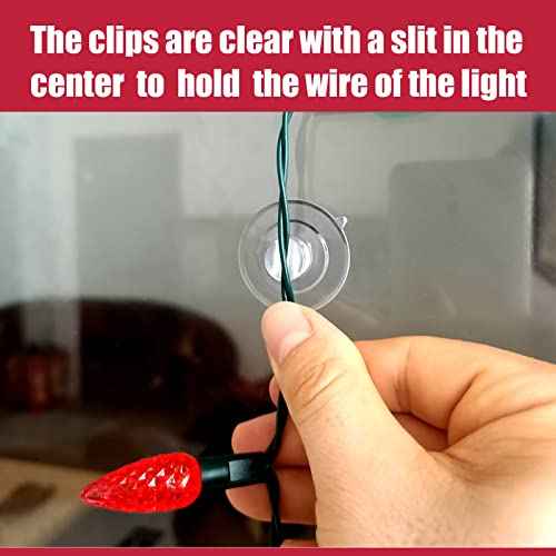 Mini Christmas Light Suction Cups [Set of 30] Small Holiday Light String Hooks Holders, Clear Rope Light Caddy Window Glass Suction Cup Clips Hang Seasonal Lights & Xmas Decorations