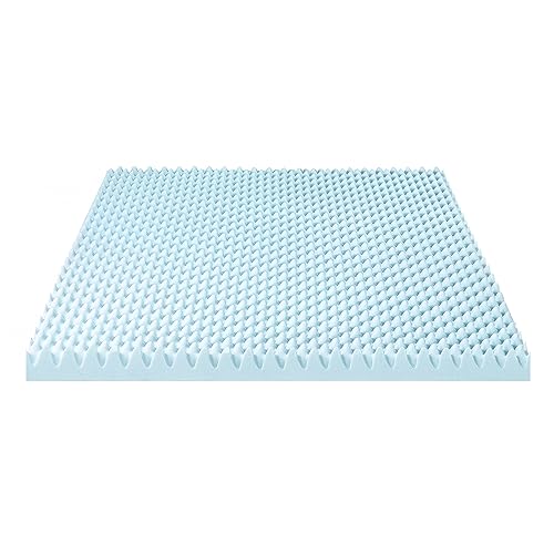 Best Price Mattress 4 Inch Egg Crate Memory Foam Mattress Topper with Cooling Gel Infusion, CertiPUR-US Certified, TwinXL Light Blue