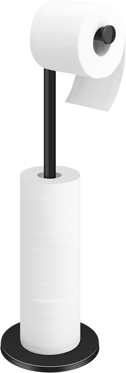 TACGEA Toilet Paper Holder - Free Standing Stainless Steel Design | Holds 4 Rolls - Matte Black