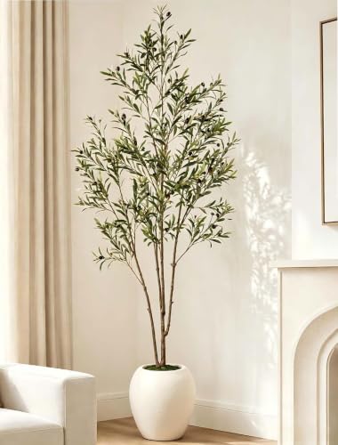 7 ft Artificial Olive Tree with Large Pot Indoor Decor - Realistic Faux Plant