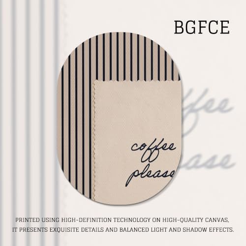 Vintage Wall Art Canvas Print - Coffee Please Quote, Navy Stripes, Gold Frame, 12x16in