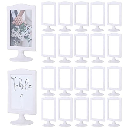 White Double Sided 4x6 Photo Frame Set - Wedding, Menu, Table Number Display
