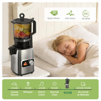 Cold Press Juicer Masticating Slow Juicer with Dual Collection Cups