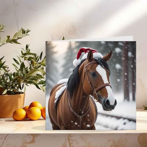 Horse Christmas Card 145x145mm - Eco-Friendly Holiday Greeting Card