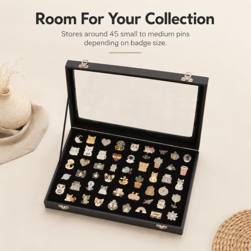 Pin Display Case 14x9 Inch Badge Frame Black Wall Mountable
