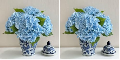 Light Blue Hydrangea Artificial Flower Set - Real Touch Faux Latex 21" Pack of 4