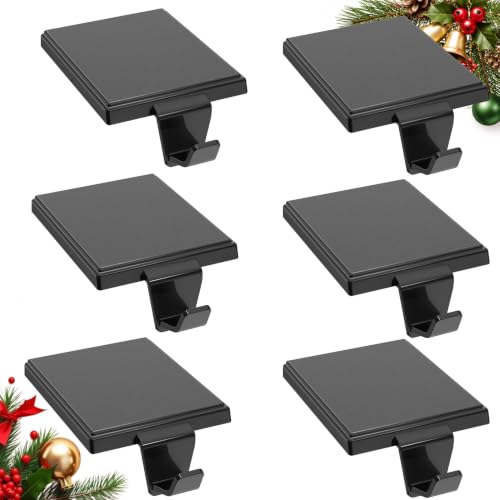 Black Christmas Stocking Holders Set of 6 Mantle Hooks Heavy Duty Supports