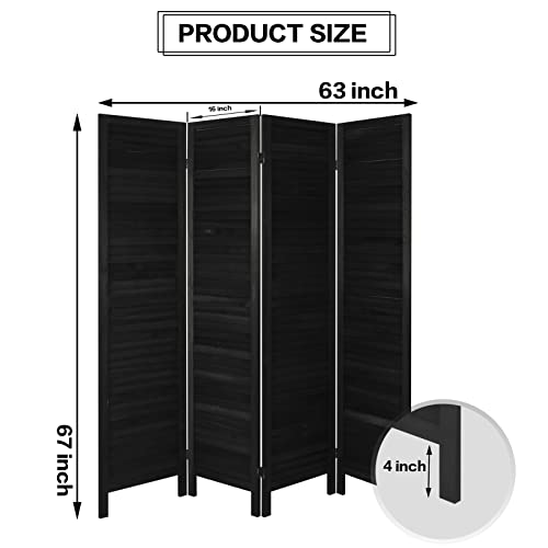 Freestanding Louvered Wood Room Divider - Foldable Multi-Panel Privacy Screen