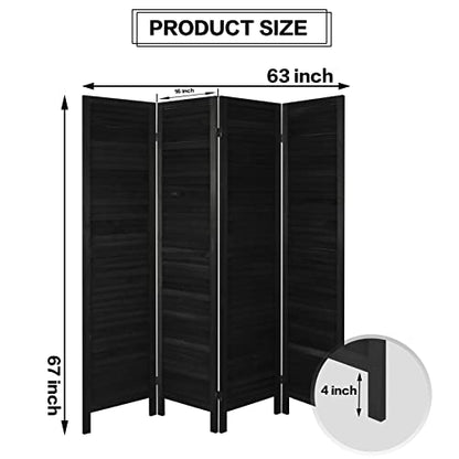 Freestanding Louvered Wood Room Divider - Foldable Multi-Panel Privacy Screen