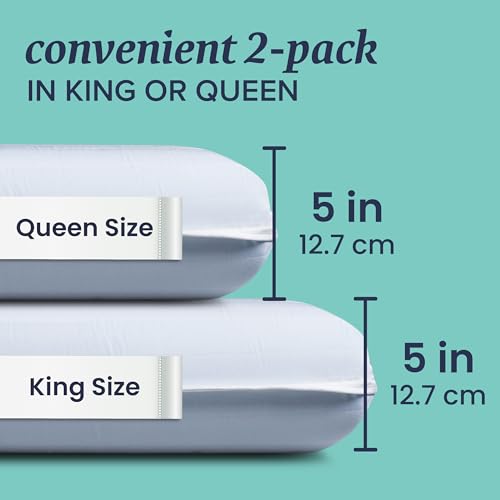 Beckham Hotel Collection Shredded Memory Foam Pillow 2-Pack Queen | Adjustable Fill Cooling Bed Pillows for Side, Back & Stomach Sleepers
