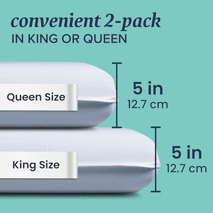 Beckham Hotel Collection Shredded Memory Foam Pillow 2-Pack Queen | Adjustable Fill Cooling Bed Pillows for Side, Back & Stomach Sleepers