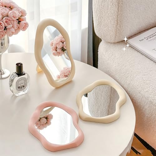 Cloud Shape Makeup Mirror - White, Small Desk Vanity Mirror for Office & Home Decor