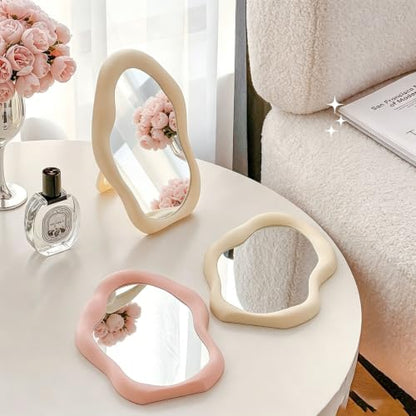 Cloud Shape Makeup Mirror - White, Small Desk Vanity Mirror for Office & Home Decor