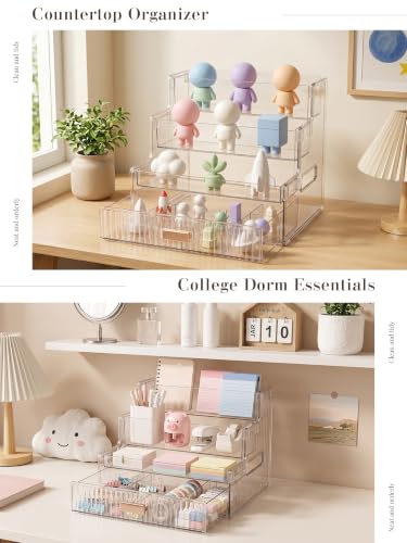 Clear Makeup Organizer with 3-Tier & Drawer for Vanity, Perfume Display Stand - Variation of This Listing