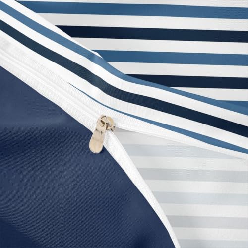 Kids Boys Girls Retro Striped Duvet Cover Twin Size Navy Blue White No Comforter Variation