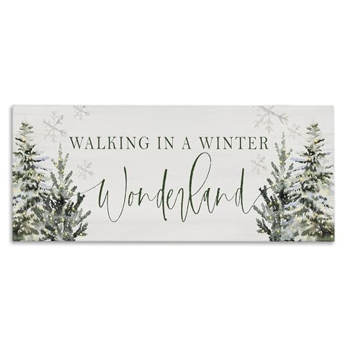 Winter Wonderland Trees Canvas Wall Art - Holiday Lodge Decor, 13x30 Inches