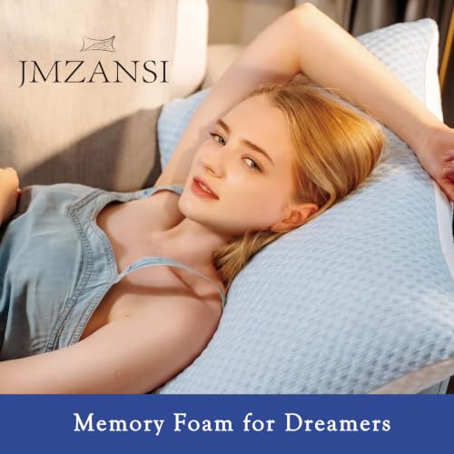 Adjustable Shredded Memory Foam Pillow with Cooling Cover - Bean Blue, Standard, 1