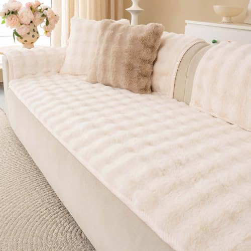 Faux Fur Couch Cover - White / 1PC / 27.6x59.1 Inches / Seat Cover