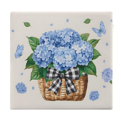 Hydrangea Chair Cushion Blue Floral Basket Style-9 - Supportive Seat Pad