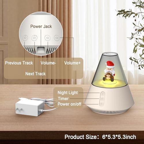 White Noise Machine with Santa & Bear Figurines, Night Light, 30 Soothing Sounds