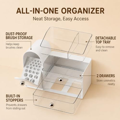 UFORU Makeup Organizer with Covered Brush Holder for Vanity Countertop