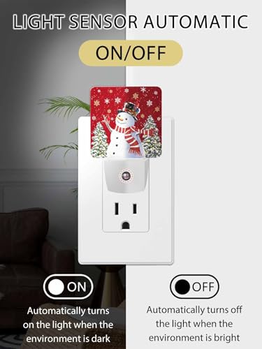 Christmas Snowman Night Light Plug-in LED Night Lamp with Sensor, 11.5x7.5x5cm