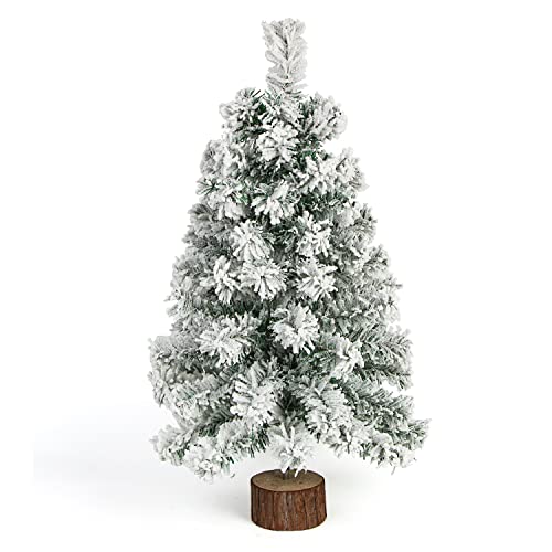 Mini Flocked Christmas Tree - 2 Ft Green Snow Frost Tabletop Holiday Decor
