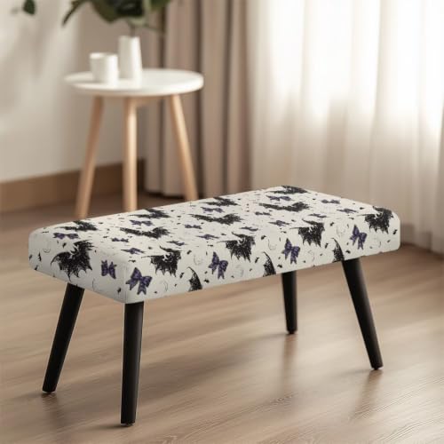 Halloween Bat Bow Stretch Bench Cover - Soft Slipcover for Dining & Kitchen Benches - Variation of THIS listing