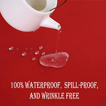 Red Rectangle Waterproof Tablecloth 60x120 Inch - 2 Pack