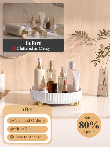 Niunuerga White Rotating Makeup Organizer - Perfume & Skincare Vanity Tray