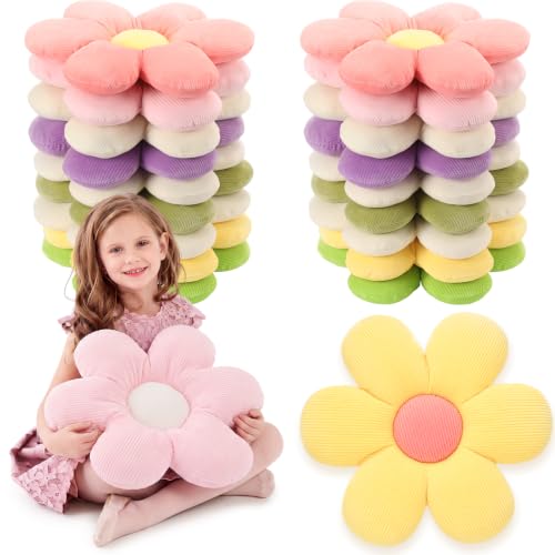 Flower Shaped Floor Pillows Set - 20 Colorful Daisy Plush Cushions for Home & Living