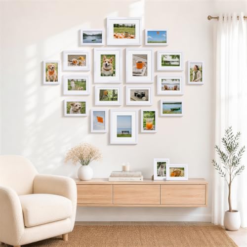 decorUhome White Picture Frames Set of 20 for Wall & Tabletop Display