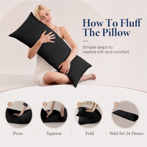 SHOUREN Body Pillow Black 14x36in for Side Sleepers & Maternity Support